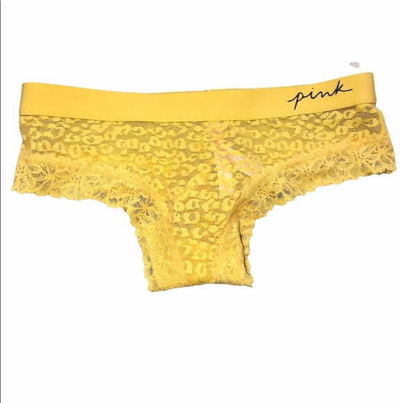 PINK Victorias Secret xsmall yellow lace panty - Picture 1 of 4
